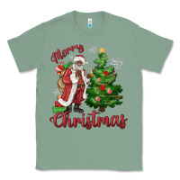 Sage Merry Christmas Black Santa Classic Tee - MaliasSmallBusiness