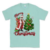 Seafoam Merry Christmas Black Santa Classic Tee - MaliasSmallBusiness
