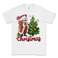 White Merry Christmas Black Santa Classic Tee - MaliasSmallBusiness
