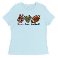 Baby Blue peace love football Ladies Tee - Artiststas