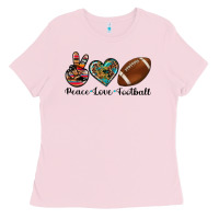 Bubblegum Pink peace love football Ladies Tee - Artiststas