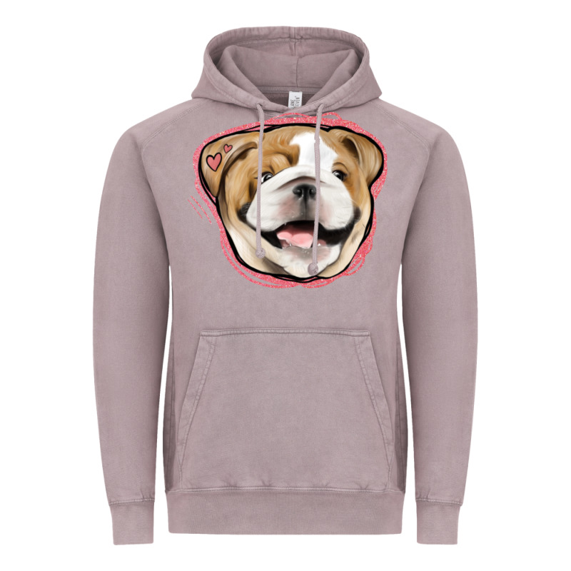 Bulldog Pink Glitter Vintage Hoodie by Jasminsmagicworld | Teevron