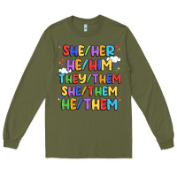 Army Green pride pronouns Long Sleeve Tee - Artiststas