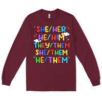 Burgundy pride pronouns Long Sleeve Tee - Artiststas