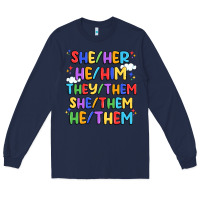 Navy pride pronouns Long Sleeve Tee - Artiststas