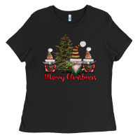 Black merry christmas with gnomes Ladies Tee - AdoDesignShop