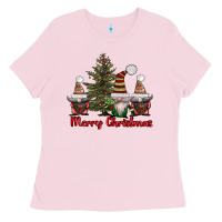 Bubblegum Pink merry christmas with gnomes Ladies Tee - AdoDesignShop