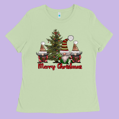 Merry Christmas With Gnomes Ladies Tee Designed By Adodesignshop