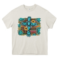 Cream western gemstone cross sunflowers serape leopard glitter Heavy Core Tee - Artiststas