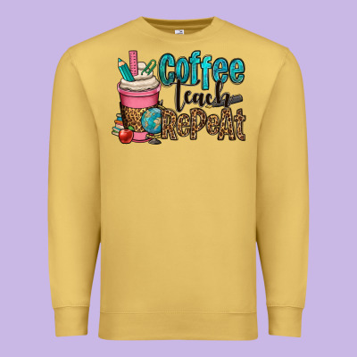 Coffee Teach Repeat Premium Sweatshirt Designed By Oliviacreatesart