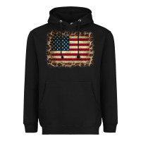 Black America Flag and Leopard Heavyweight Hoodie - CowCowDesign