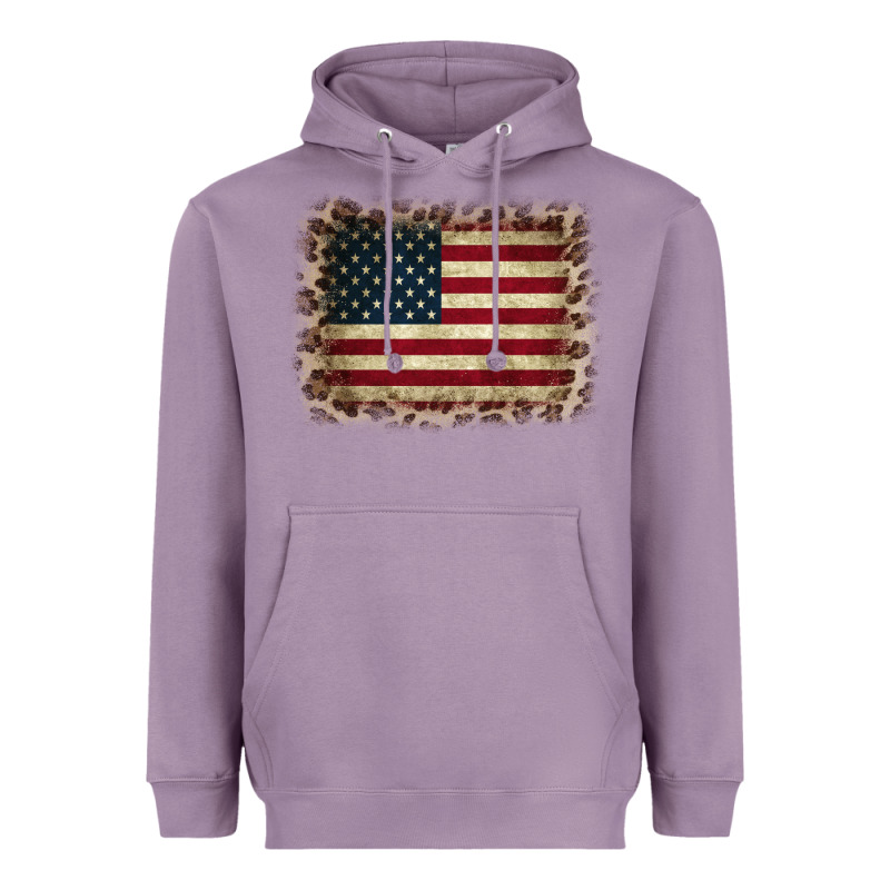 America Flag And Leopard Heavyweight Hoodie by CowCowDesign | Teevron
