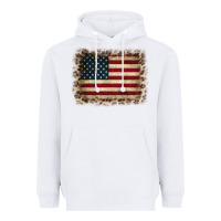 White America Flag and Leopard Heavyweight Hoodie - CowCowDesign