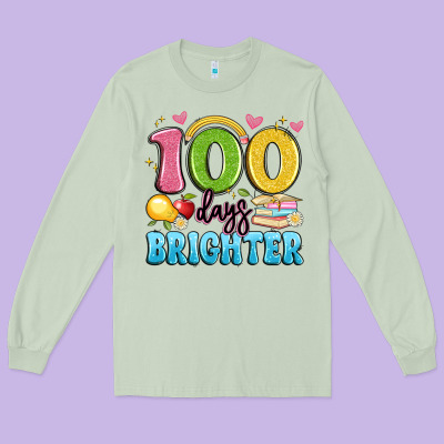 100 Days Brighter Long Sleeve Tee Designed By Artiststas