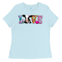 Baby Blue love with cow Ladies Tee - AdoDesignShop