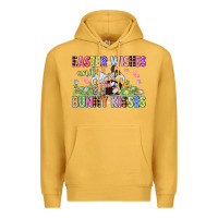 Mustard Easter wishes and bunny kisses Easter gnomies  Eas Premium Hoodie - CowGirlArtShop