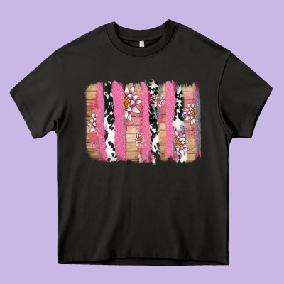 V.d Cow And Lotus Brushstrock Heavy Core Tee Designed By Adodesignshop