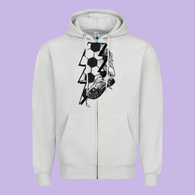 Lightning Bolt Soccer Zipper Hoodie Designed By Howdyjamesfarm