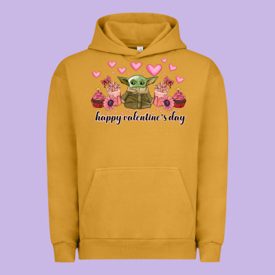 Happy Valentines Day Yoda Urban Hoodie Designed By Cowhidedigitalart