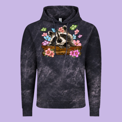 Raccoon With Flowers Vintage Hoodie Designed By Maliassmallbusiness