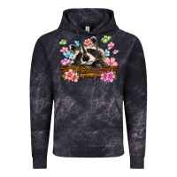 Cloud Black raccoon with flowers Vintage Hoodie - MaliasSmallBusiness