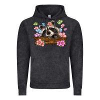 Vintage Black raccoon with flowers Vintage Hoodie - MaliasSmallBusiness