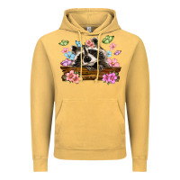Vintage Mustard raccoon with flowers Vintage Hoodie - MaliasSmallBusiness