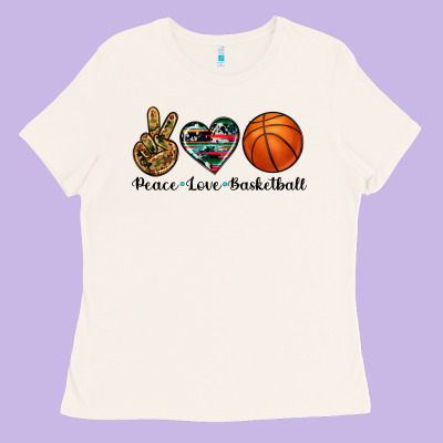 Peace Love Basketball Ladies Tee Designed By Artiststas