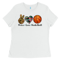 White peace love basketball Ladies Tee - Artiststas