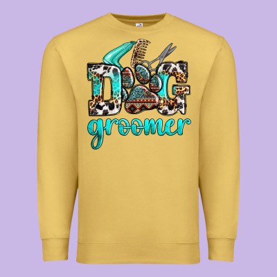Western Dog Groomer Premium Sweatshirt Designed By Oliviacreatesart