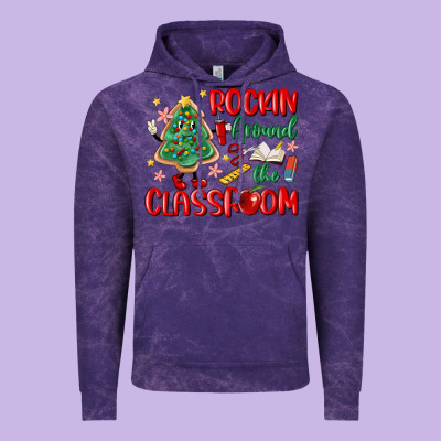 Rockin Around The Clasroom Teacher Vintage Hoodie Designed By Maliassmallbusiness