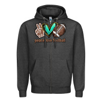 Charcoal Heather Peace love football Zipper Hoodie - HowdyJamesFarm