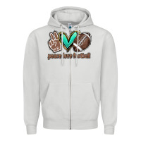 Dove Grey Peace love football Zipper Hoodie - HowdyJamesFarm