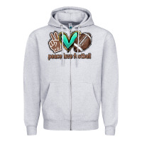 Heather Grey Peace love football Zipper Hoodie - HowdyJamesFarm