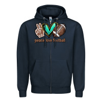 Navy Peace love football Zipper Hoodie - HowdyJamesFarm