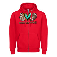 Red Peace love football Zipper Hoodie - HowdyJamesFarm