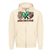Sandshell Peace love football Zipper Hoodie - HowdyJamesFarm
