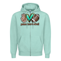 Seafoam Peace love football Zipper Hoodie - HowdyJamesFarm