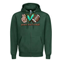 Peace Love Football Zipper Hoodie | Teevron