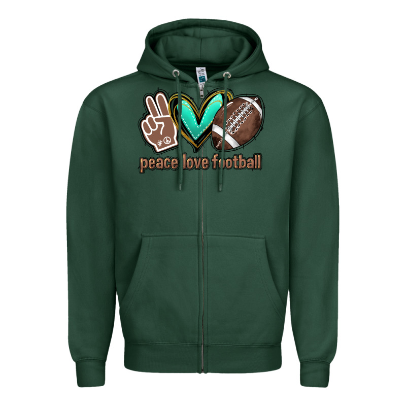 Peace Love Football Zipper Hoodie by HowdyJamesFarm | Teevron