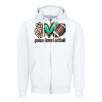 White Peace love football Zipper Hoodie - HowdyJamesFarm