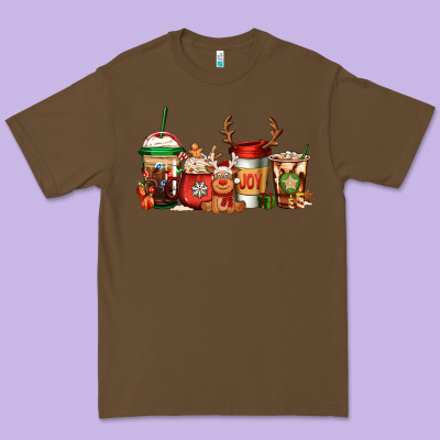 Reindeer Christmas Coffee Cups Premium Tee Designed By Jasminsmagicworld