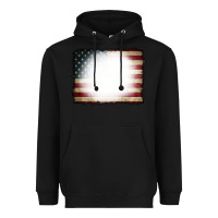 Black American Flag Bleach Effect Heavyweight Hoodie - CowCowDesign