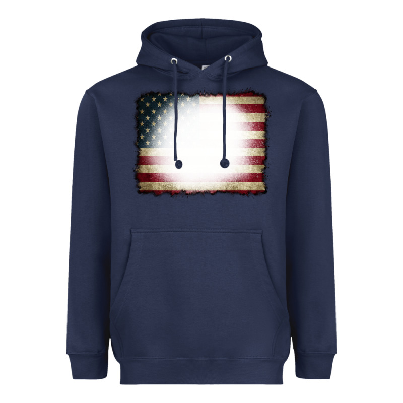 American Flag Bleach Effect Heavyweight Hoodie by CowCowDesign | Teevron