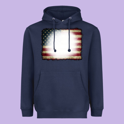 American Flag Bleach Effect Heavyweight Hoodie Designed By Cowcowdesign