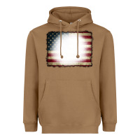Toasted Coconut American Flag Bleach Effect Heavyweight Hoodie - CowCowDesign