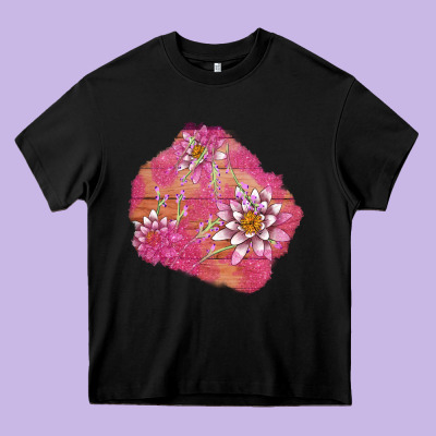 V.d  Lavender And Lotus Patches Heavy Core Tee Designed By Adodesignshop