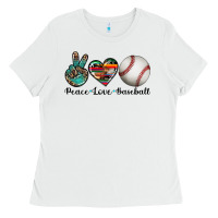 White peace love baseball Ladies Tee - Artiststas