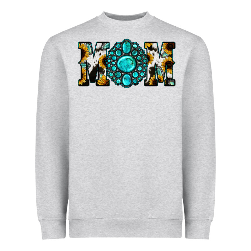 Sunflower Turquoise Gemstone Cowhide Mom Heavyweight Sweatshirt by Bettercallsaul | Teevron