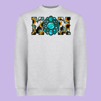 Sunflower Turquoise Gemstone Cowhide Mom Heavyweight Sweatshirt Designed By Bettercallsaul